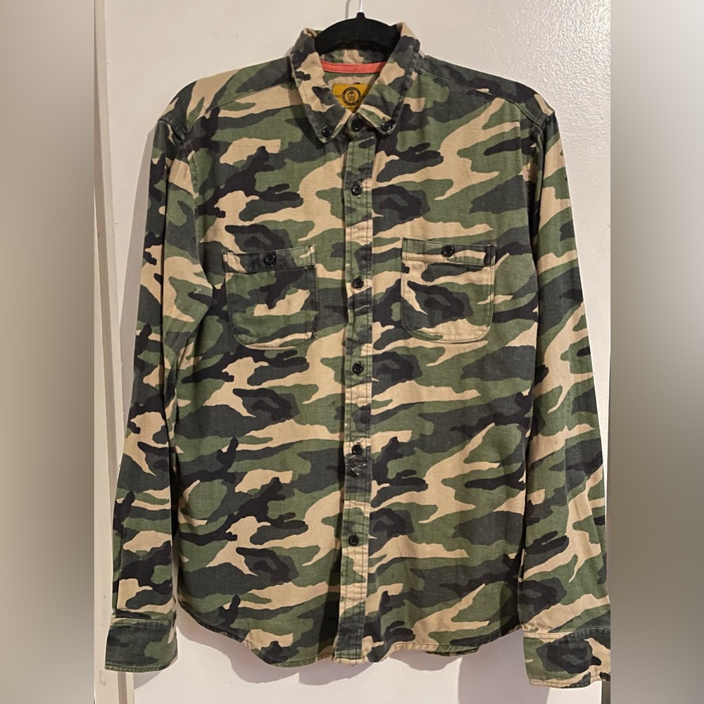 Stapleford Workwear to The State Camo Flannel Shirt Button Up Pockets Green SZ S